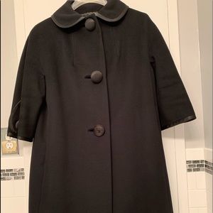 Vintage Lord & Taylor Black Wool Fitted Flair Coat